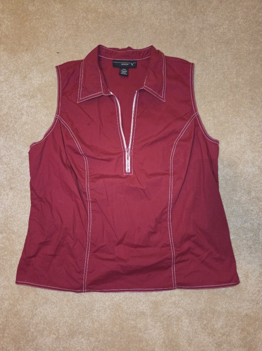 Venezia Red Sleeveless Polo Tank with Contrast Stitching